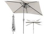 Aopunly Ombrellone Rettangolare, Ombrellone Da Balcone Pieghevole A Manovella In Ferro, Inclinabile, 1,4X2,1 M, Beige