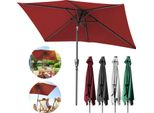 Tolletour Ombrellone Rettangolare, Ombrellone Da Balcone Pieghevole A Manovella In Ferro, Inclinabile, 1,4X2,1 M, Rosso