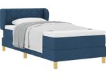 Vidaxl Letto A Molle Con Materasso E Testiera Blu 90 X 200 Cm In Tessuto