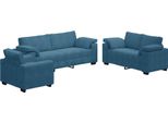 Vidaxl Set Divano 3 Pezzi Con Cuscini In Velluto Blu