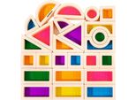 Mamabrum, Blocchi Di Legno Arcobaleno - Set Di 25 Pezzi Con Finestre Acriliche Colorate, Giocattolo Montessori Per Bambini A Partire Dai 2 Anni Di Età