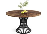 Tavolo Da Pranzo Tribesigns, Tavolo Da Pranzo Rotondo, Tavolo Da Pranzo Da 120 Cm, Tavolo Da Cucina Rustico, Tavolo Da Pranzo Industriale Con Base In Metallo Per Cucina, Marrone
