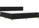 Vidaxl Led Letto A Molle Con Materasso Nero 200 X 200 Cm Tessuto