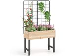 Costway Letto Rialzato Con Traliccio, Traliccio E Fori Di Drenaggio, Fioriera Da Giardino In Legno, Fioriera Per Piante Rampicanti 79X35X108Cm