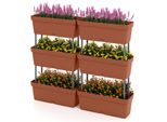Costway 6 Fioriere Lunghe 49 Cm, Fioriere Con Sistema Di Drenaggio, Fioriera Verticale Per Aiuole Rialzate In Plastica Marrone