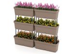 Costway 6 Fioriere Lunghe 49 Cm, Fioriere Con Sistema Di Drenaggio, Fioriera Verticale Per Aiuole Rialzate In Plastica Grigio