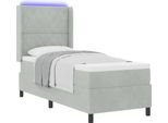 Vidaxl Letto Boxspring Con Materasso Led Grigio Chiaro 80 X 200 Cm Velluto