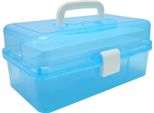 Scatola Di Immagazzinaggio Portatile A 3 Livelli Trasparente Portatile Pieghevole Multiuso Per Arti E Mestieri E Cosmetici Blu