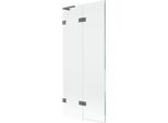 Mexen Lunar L Paratia Da Vasca Da Bagno A 2 Ante Sinistra 80 X 150 Cm, Trasparente, Gun Metal - 897L-080-100-95-00-L