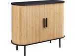 Cassettiera 'Tvedestrand' Con 2 Ante Scorrevoli 100 X 40 X 80 Cm Nero / Naturale