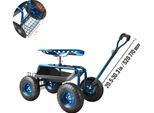 Carrello Da Giardino, Girevole A 360 Gradi, Pneumatici Gonfiabili, Blu
