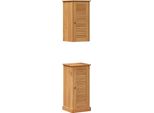 Vidaxl Set Di Mobili Da Bagno Con Ripiano Vigo 2 Pezzi Marrone E Marrone Miele