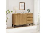 Credenza 'Kistiandi' Con 2 Ante E 3 Cassetti 77 X 120 X 40 Cm Effetto Rovere, Scuro