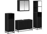 Syfax™ Set Di Mobili Per Il Bagno 4 Pcs Rovere Nero Legno Multistrato