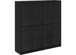 Syfax™ Credenza 2 Pcs Rovere Nero 68 X 37 X 142 Cm Legno Multistrato