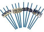12 Cannucce Di Carta Blu Navy E Oro 19,5 Cm - Taglia Unica