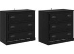 Syfax™ Sideboards Con Cassetto 2 Pcs Rovere Nero 70 X 35,5 X 67,5 Cm