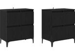 Syfax™ Sideboards 2 Pcs Rovere Nero 60 X 35 X 70 Cm Legno Multistrato
