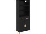 Syfax™ Credenza Rovere Nero 69,5 X 32,5 X 180 Cm Legno Multistrato