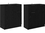 Syfax™ Sideboards 2 Pcs Rovere Nero 60 X 30 X 70 Cm Legno Multistrato