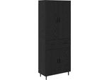 Syfax™ Credenza 2 Pcs Rovere Nero Legno Stratificato E Vetro