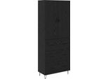 Syfax™ Credenza 2 Pcs Rovere Nero Legno Ingegnerizzato E Vetro