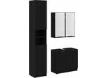 Syfax™ Set Di Armadi Da Bagno 3 Pcs Rovere Nero Legno Multistrato