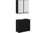 Syfax™ Set Di Armadi Da Bagno 2 Pcs Rovere Nero Legno Multistrato