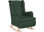 Syfax™ Poltrona Gambe A Dondolo Legno Di Gomma Verde Scuro In Tessuto
