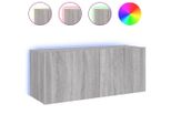 Syfax™ Mobile Tv A Parete Con Luci Led Grigio Sonoma 100X35X41 Cm