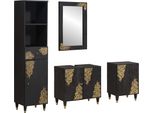 Syfax™ Set Di Armadi Da Bagno 4 Pcs Nero Legno Di Mango Massello