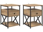Syfax™ Armadio Da Notte 2 Pcs Rovere Artigianale 40 X 42 X 55 Cm