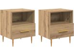 Syfax™ Comodino 2 Pcs Marrone 40 X 35 X 47,5 Cm Legno Multistrato