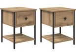 Syfax™ Comodino 2 Pcs Rovere Artigianale 34 X 35,5 X 45 Cm