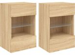 Syfax™ Mobili Da Parete Con Luci Led Per Tv 2Pz Rovere Sonoma 40X30X60,5 Cm