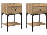 Syfax™ Comodino Con Cassetto 2 Pcs Rovere Artigianale 40 X 29 X 60 Cm