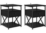 Syfax™ Armadio Da Notte Con Cassetto 2 Pcs Rovere Nero 40 X 42 X 55 Cm