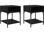Syfax™ Comodino 2 Pcs Rovere Nero 40 X 40 X 50 Cm Legno Multistrato