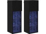 Syfax™ Mobiletti Tv A Parete 2 Pcs Rovere Nero 30,5 X 30 X 90 Cm