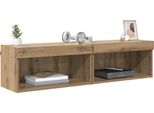 Syfax™ Set Mobile Tv Con Led Rovere Artigianale Legno Multistrato