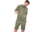 Tuta Da Jogging Da Uomo Con Pantaloncini Tuta Sportiva Con Cappuccio, Kaki/Xxl