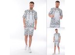 Tuta Da Jogging Da Uomo Con Pantaloncini Tuta Sportiva Con Cappuccio, Bianco/Xxl