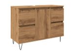 Syfax™ Mobiletto Da Bagno Rovere Artigianale 80X33X60 Cm In Truciolato