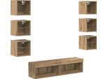 Syfax™ Mobile Tv Con Cassetto 8 Pcs Rovere Artigianale Vetro
