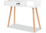 Syfax™ Tavolo Consolle In Legno Di Pino Massello 80X30X72 Cm Bianco