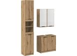 Syfax™ Set Di Armadi Da Bagno Con Lo Scaffale 3 Pcs Rovere Artigianale