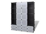 Syfax™ Armadietto Modulare 18 Scomparti Nero E Bianco 37X146X180,5 Cm