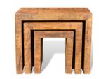 Syfax™ Tavolini Impilabili Set 3 Pz In Legno Massello Di Mango
