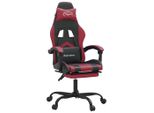 Syfax™ Sedia Gaming Girevole Poggiapiedi Nero E Rosso Vino Pelle Finta