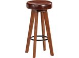 Syfax™ Sgabelli Da Bar 2 Pz In Vera Pelle E Legno Massello Di Acacia